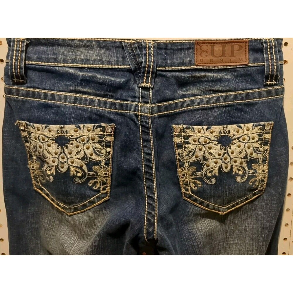 Cowgirl Up Jeans 27x34 Blue Dark Wash Distressed Bootcut